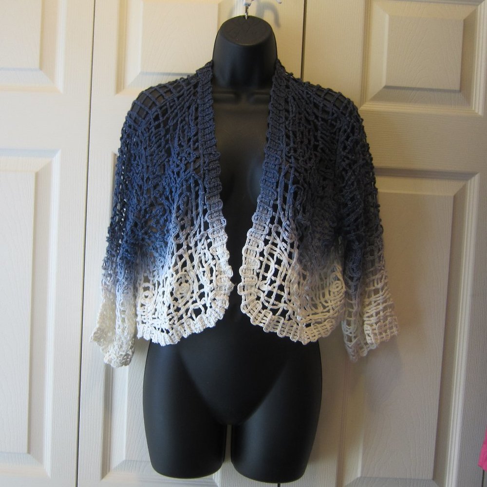 Chico's Dip Dyed Saphira Shrug Nepal Blue Size 2 Large New W Tags